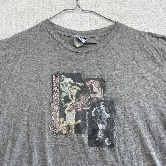 VTG 90s Logo Athletic Grey T-Shirt Sz XL Soccer, Football, Hockey & BB Print - Picture 2 of 16